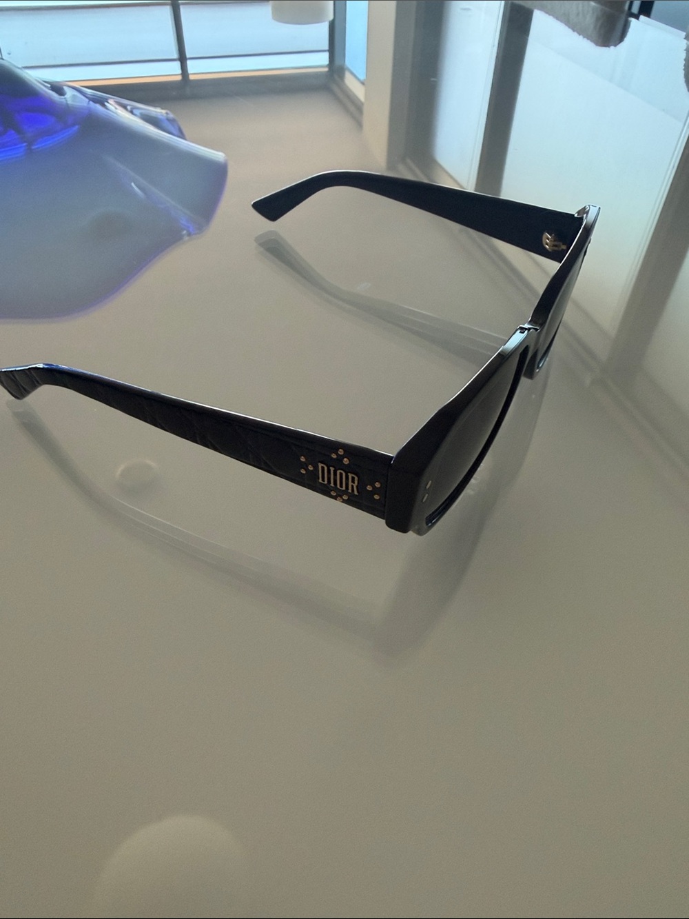 Dior Black Sunglasses with Gold Logo Accents